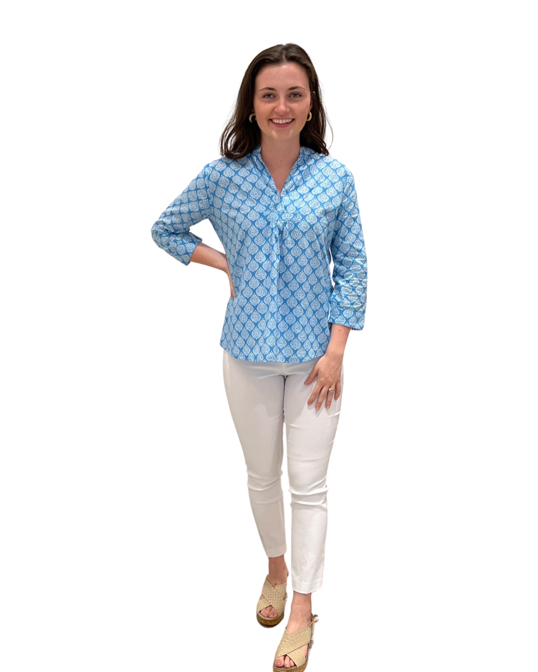 The Eloise Top In Turquoise Cotton