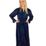 The Sydney Long Length Dress in Blue and Black