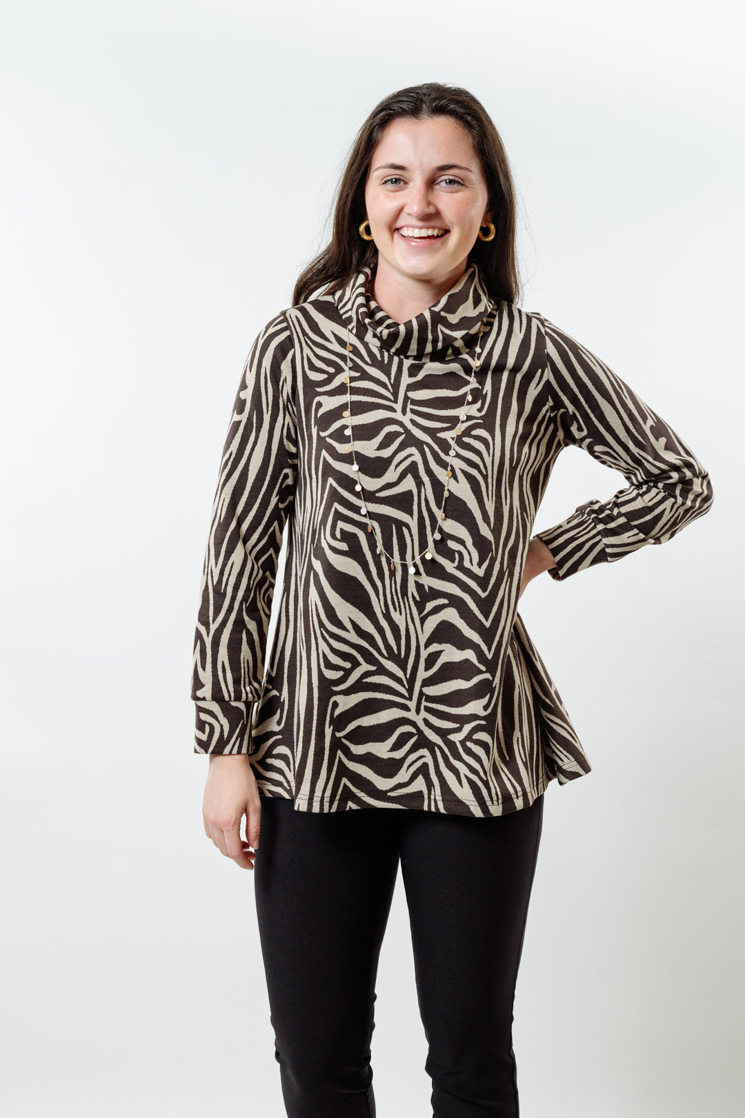The Haley Abstract Sweater in Brown — view 5