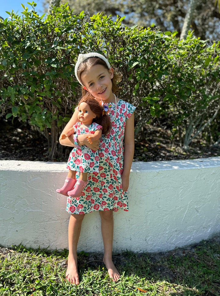 The Cloey Dress in White and Pink Floral — view 2