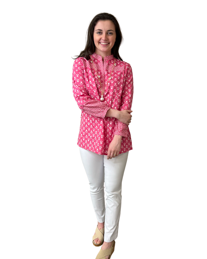 The Finley Pretty in Pink Cotton Block Print Tunic — view 2