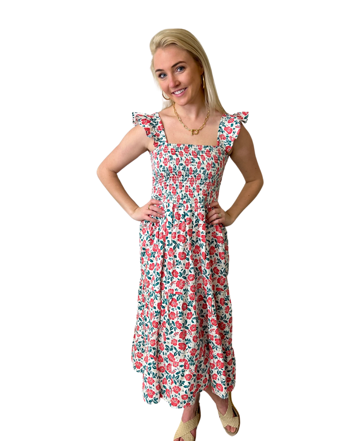 The Cloey Smocked Ruffle Sleeve Dress — view 4