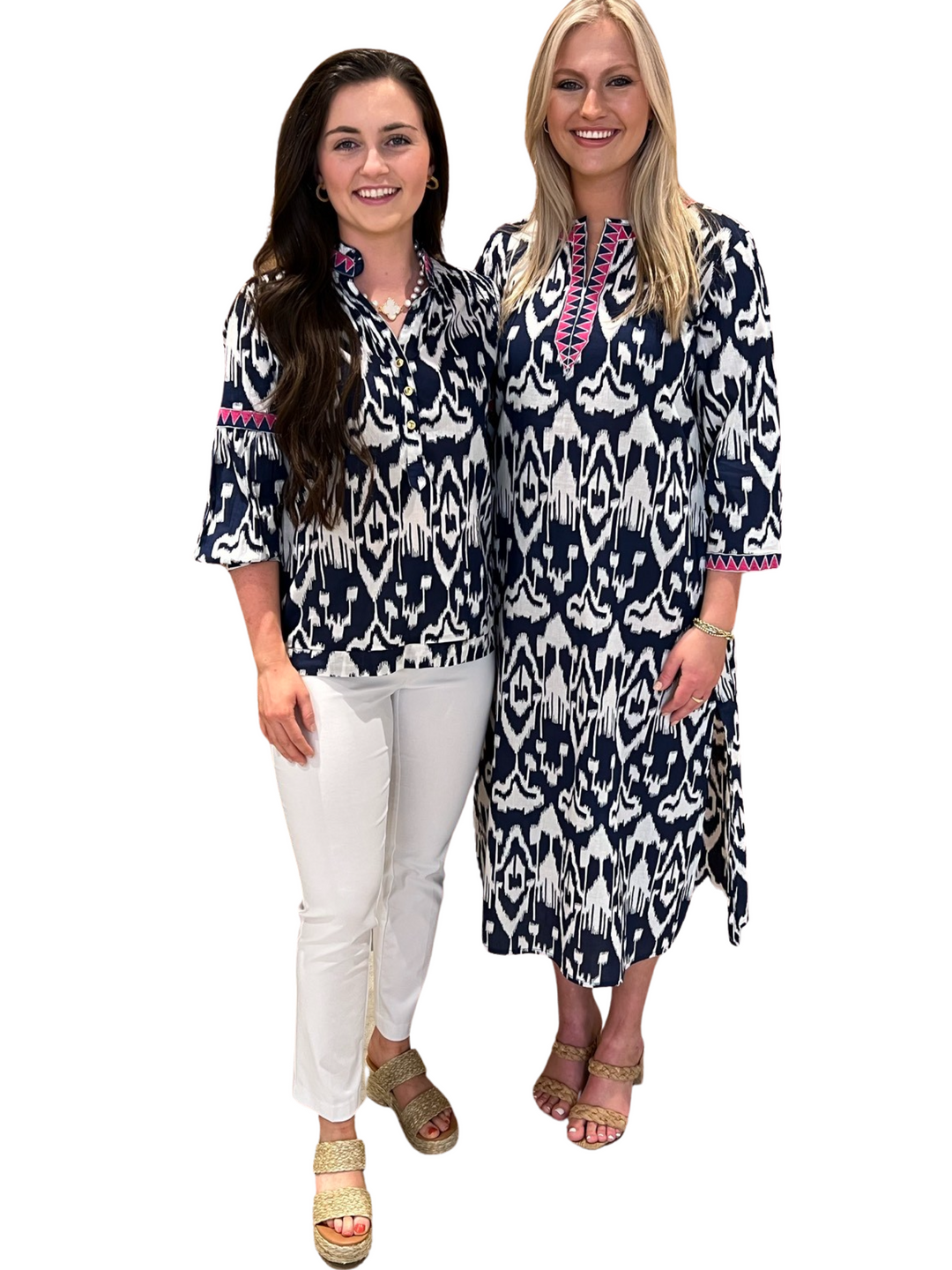 The Kathleen Kaftan in Navy and White — view 5
