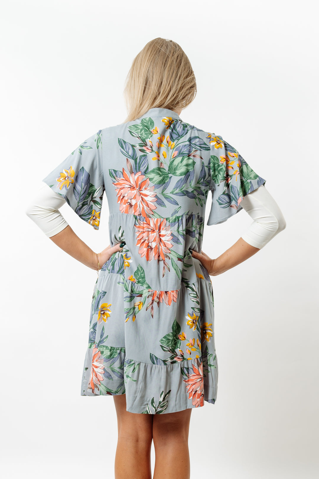 The Pamela Grey Floral Side Pocket Dress — view 4