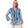 The Emma Button Front Tunic in Navy and White