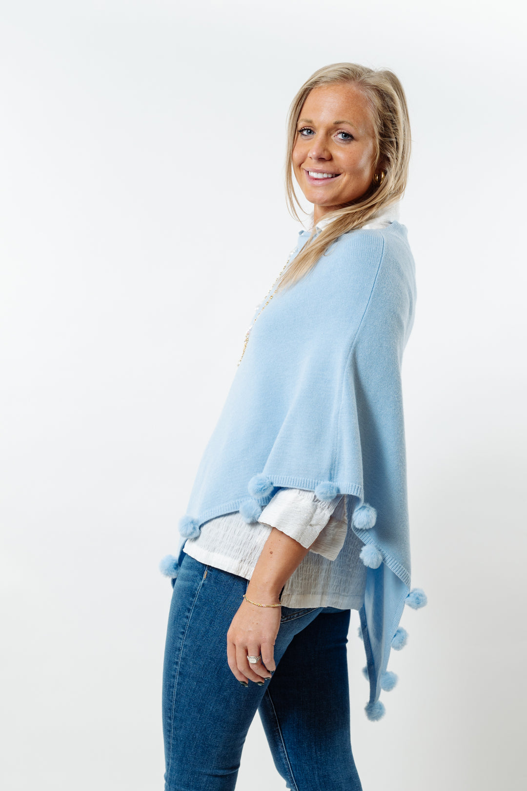 The Rixey Fur Ball Pompom Poncho — view 5