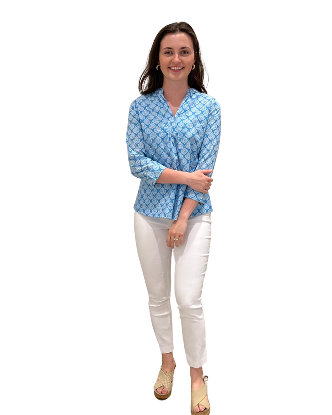 The Eloise Top In Turquoise Cotton — view 2