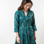 The Sydney Jade and Gold Cinch Waist Dress
