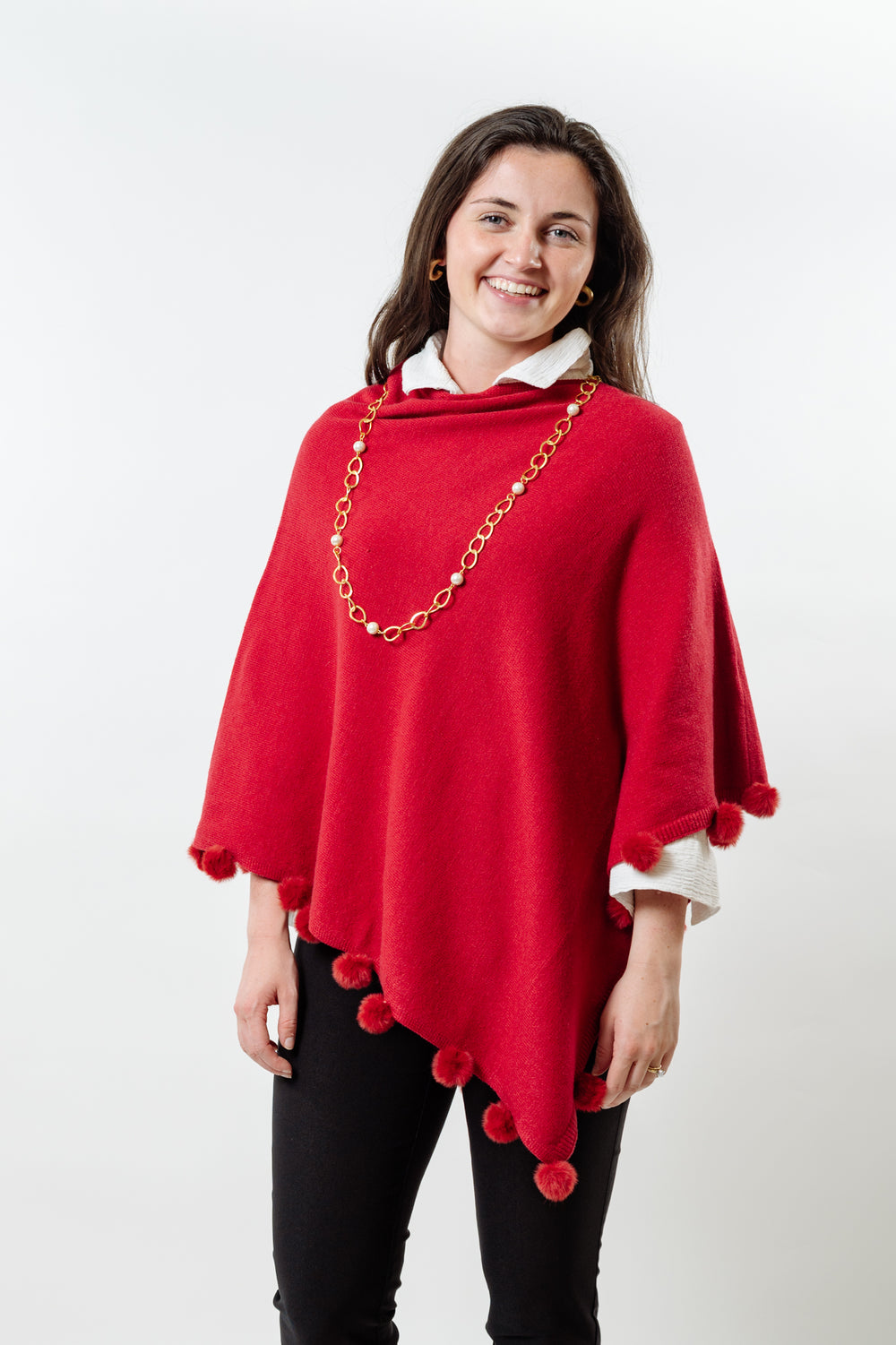 The Rixey Fur Ball Pompom Poncho — view 2