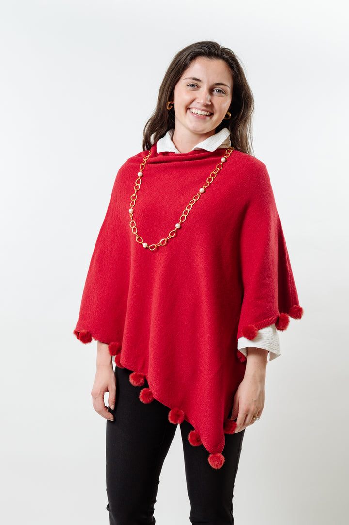 The Rixey Fur Ball Pompom Poncho — view 2