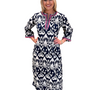 The Kathleen Kaftan in Navy and White