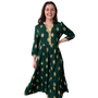 The Daniella Emerald and Gold Print Dress