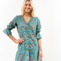 The Helena Jade Floral Cotton Button Front Smocking Detail Dress