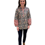 The Finley Block Print Top in Navy Multi