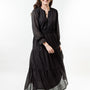 The Long Length Sydney Dress in Midnight Black Scroll