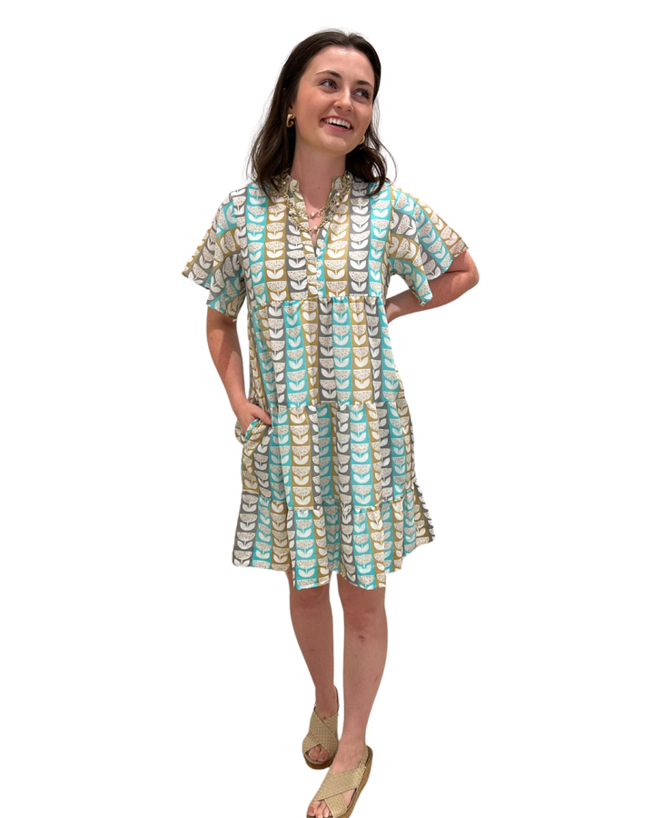The Pamela Cotton Side Pocket Dress in In Multicolored Stripe Print — view 2