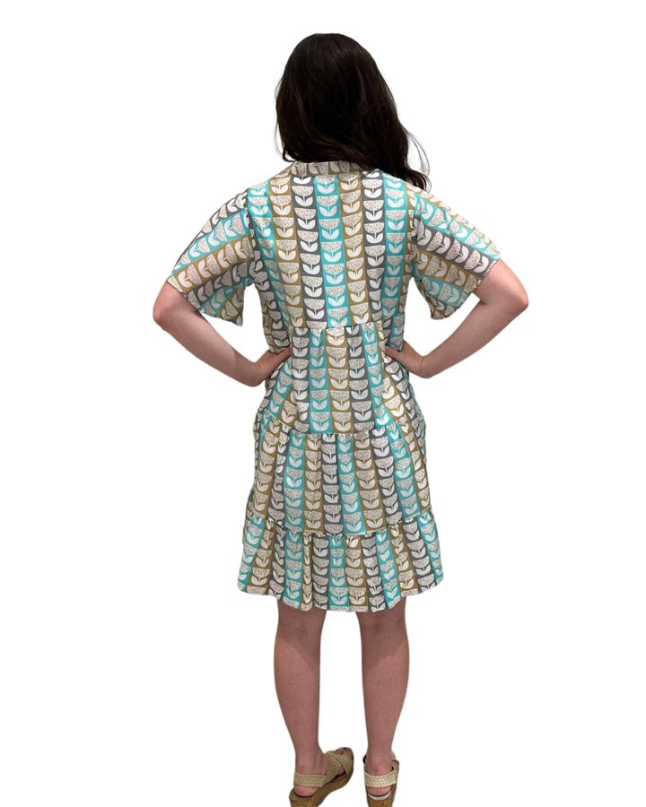 The Pamela Cotton Side Pocket Dress in In Multicolored Stripe Print — view 3