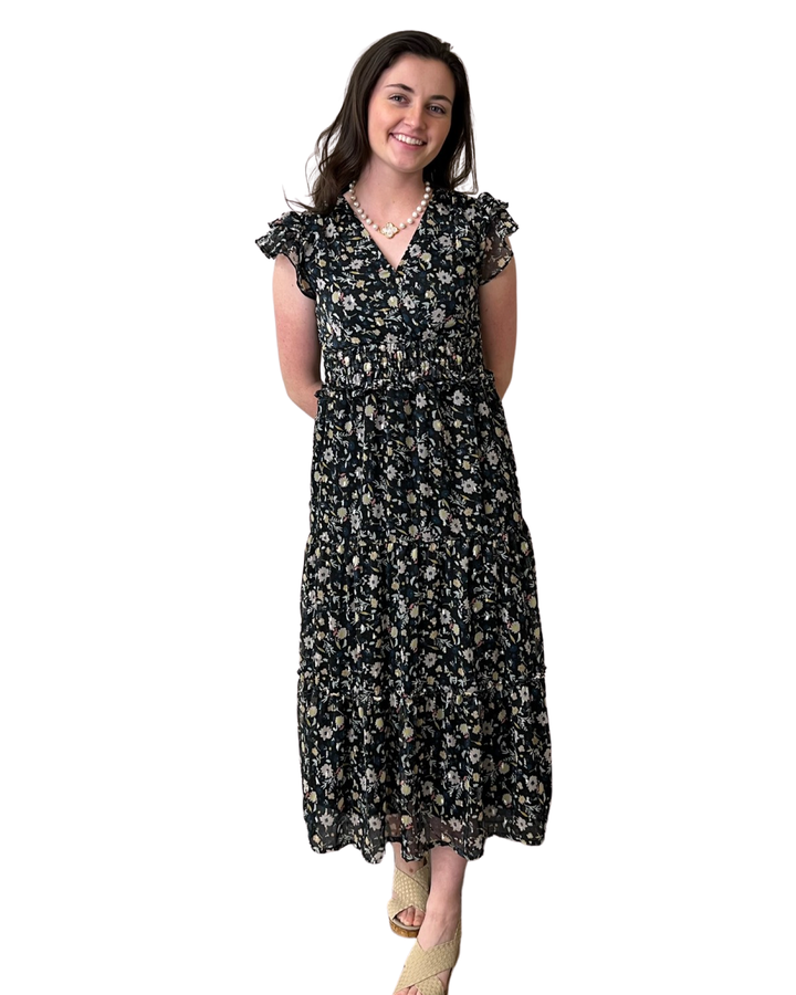 The Ryan Flutter Sleeve Floral Chiffon Dress — view 2