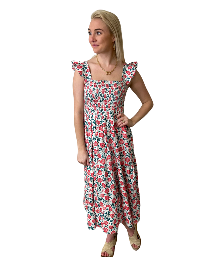 The Cloey Smocked Ruffle Sleeve Dress — view 3