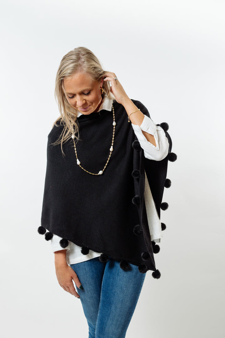 The Rixey Fur Ball Pompom Poncho — view 3