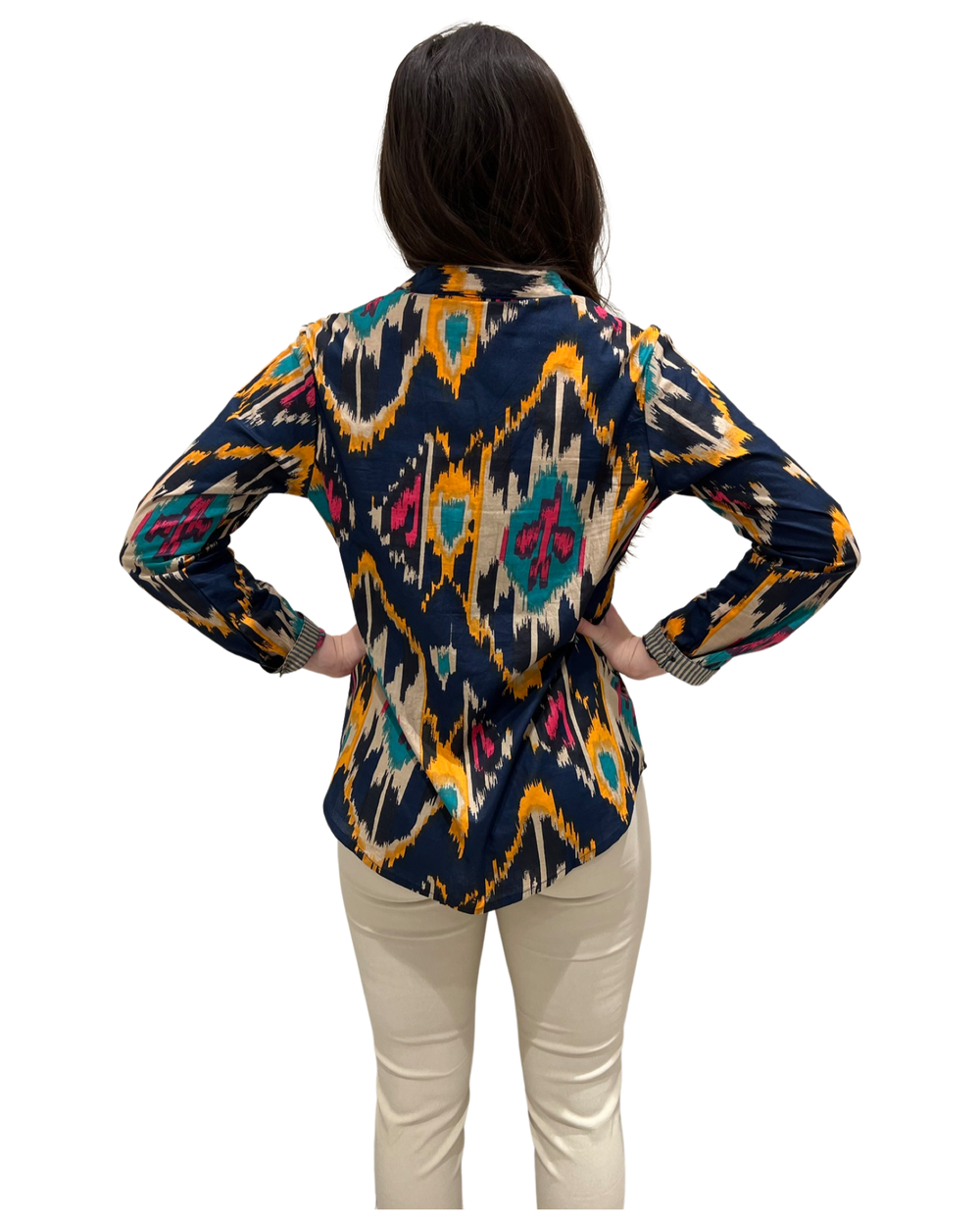 The Avery Multi Ikat Button Front Top — view 2