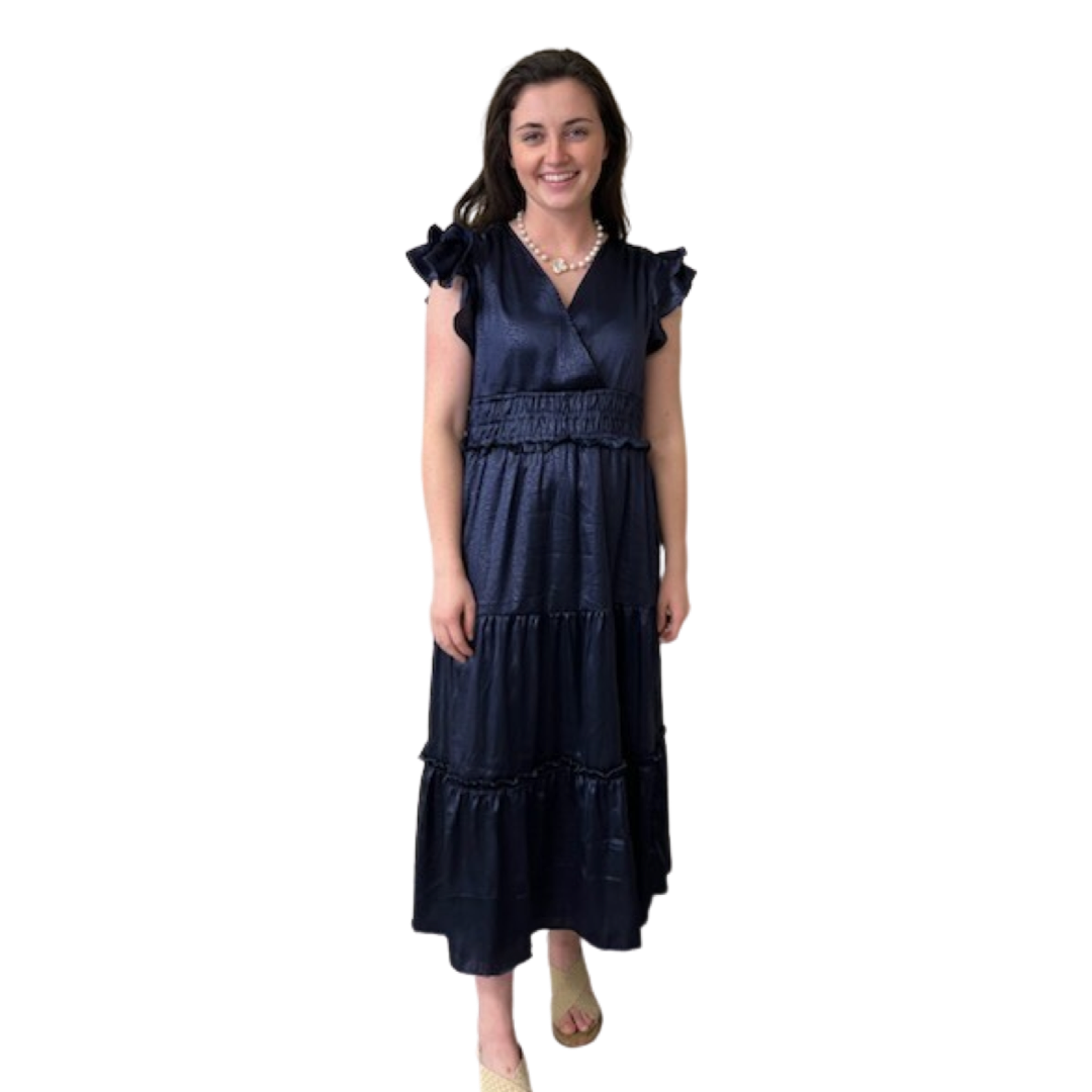 The Ryan Dress in Navy Tonal Floral — view 4