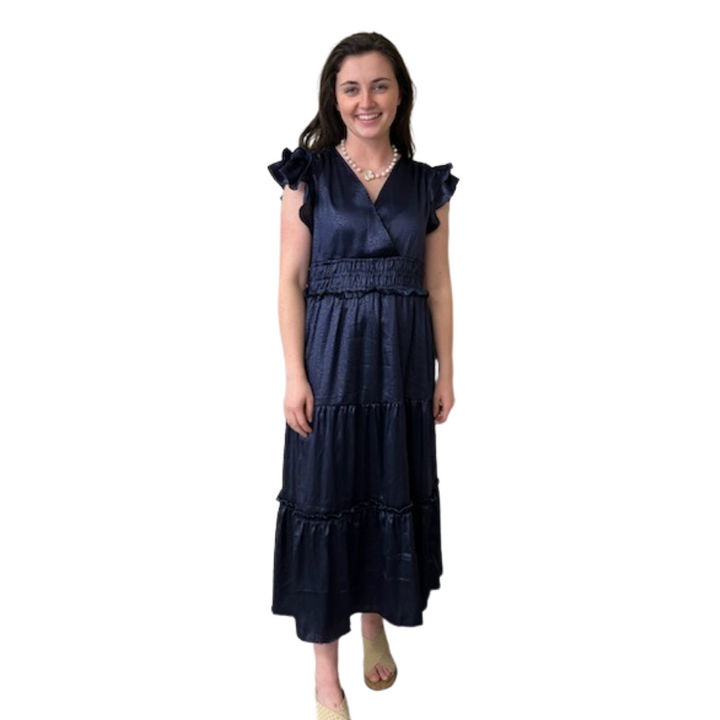 The Ryan Dress in Navy Tonal Floral — view 4