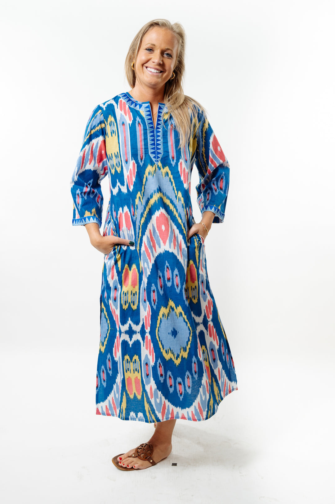 The Kathleen Side Pocket Cotton Kaftan — view 4