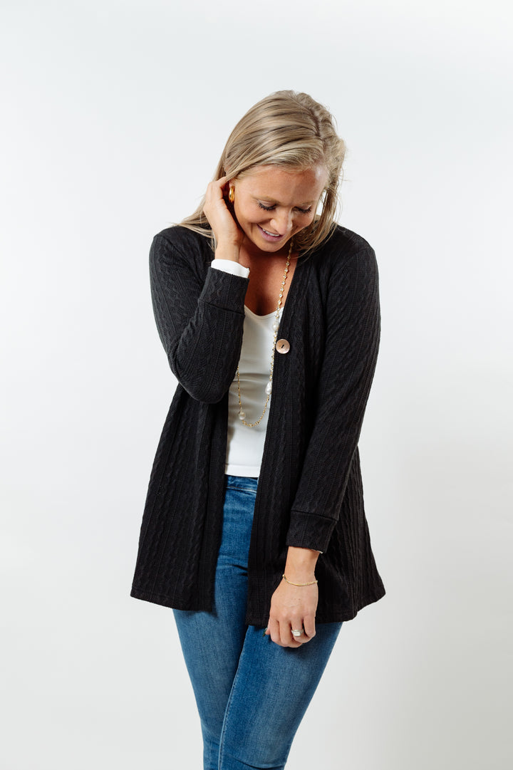 The Lolly Cable Knit Sweater in Black — view 4