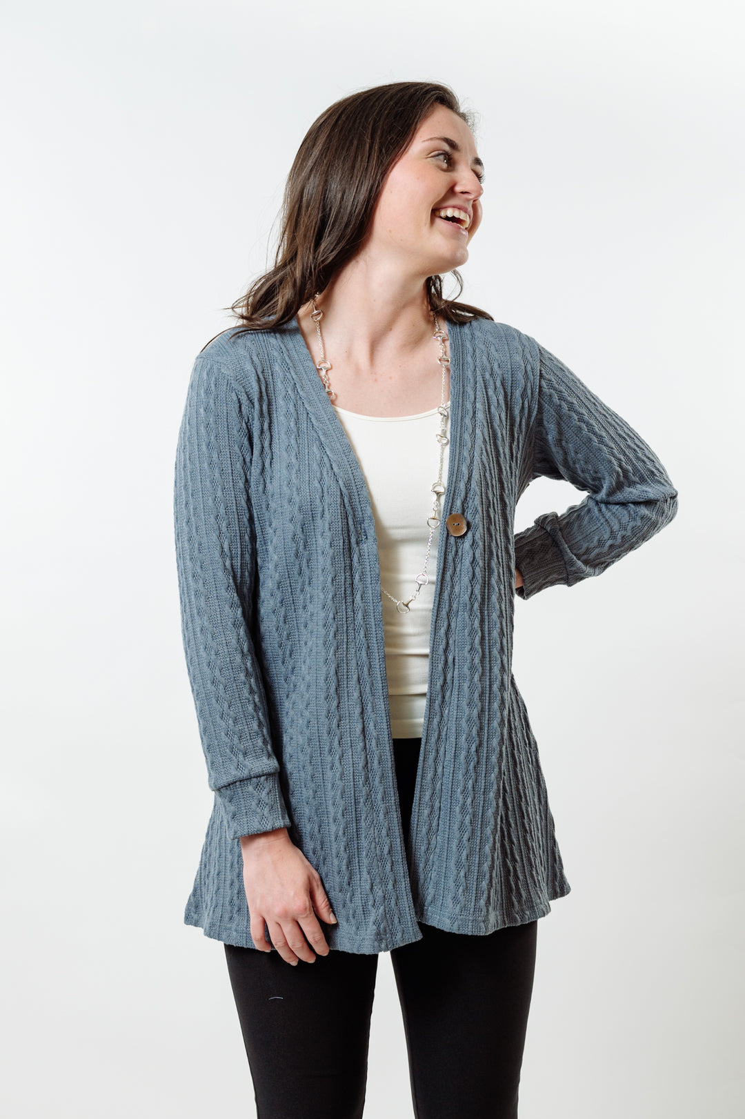 The Lolly Cable Knit Sweater in Grey — view 4