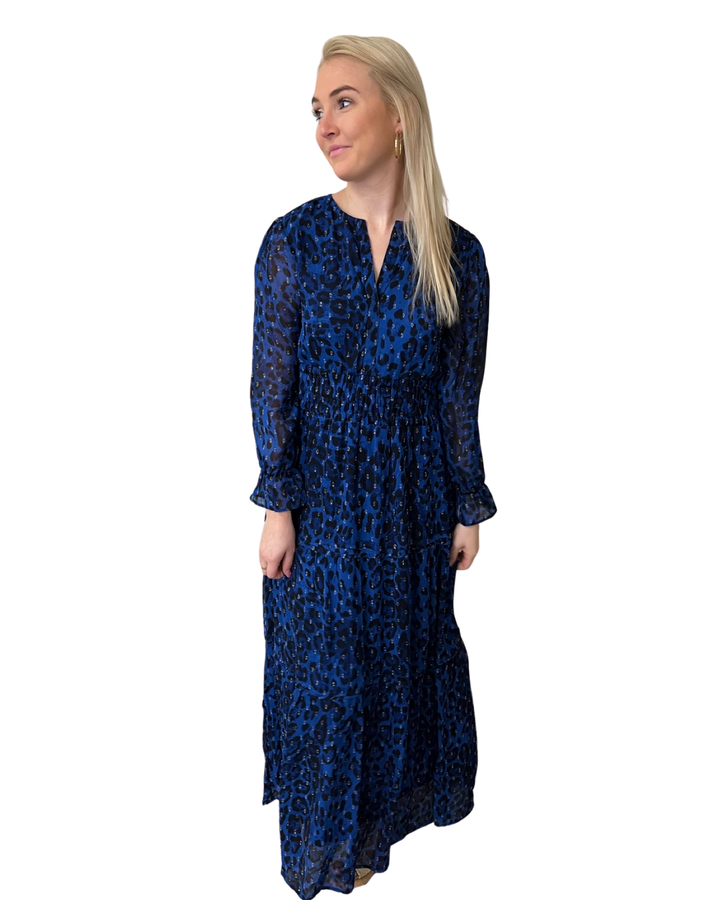 The Sydney Long Length Dress in Blue and Black — view 5