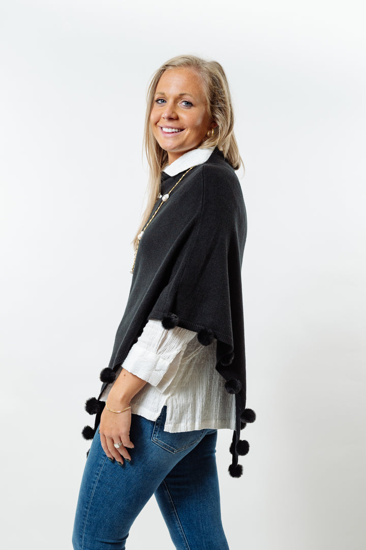 The Rixey Fur Ball Pompom Poncho — view 14