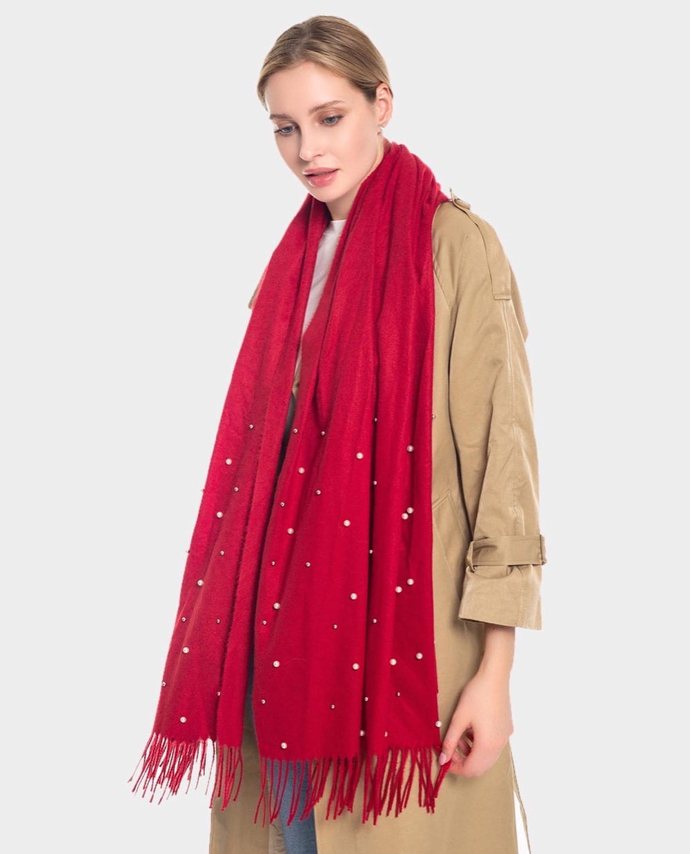 Pearl Embellished Oblong Scarf — view 2