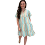 The Pamela Cotton Side Pocket Dress in In Multicolored Stripe Print
