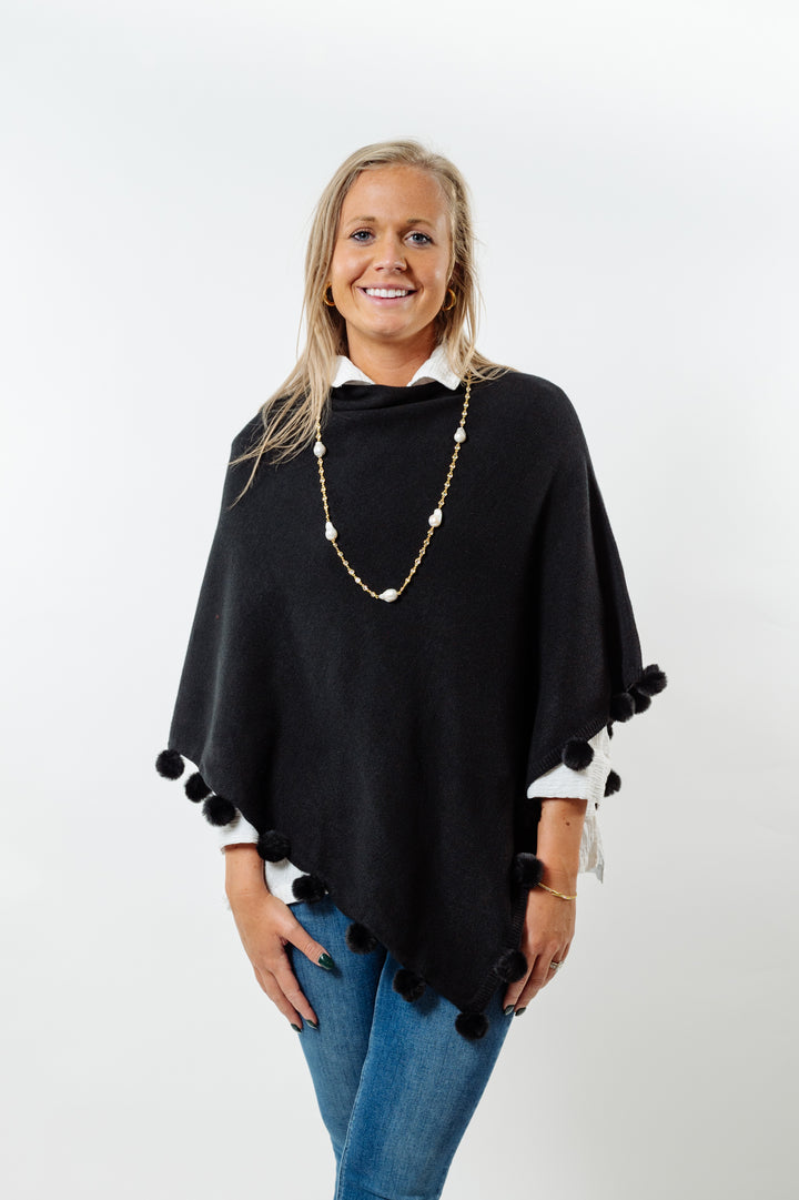 The Rixey Fur Ball Pompom Poncho — view 4