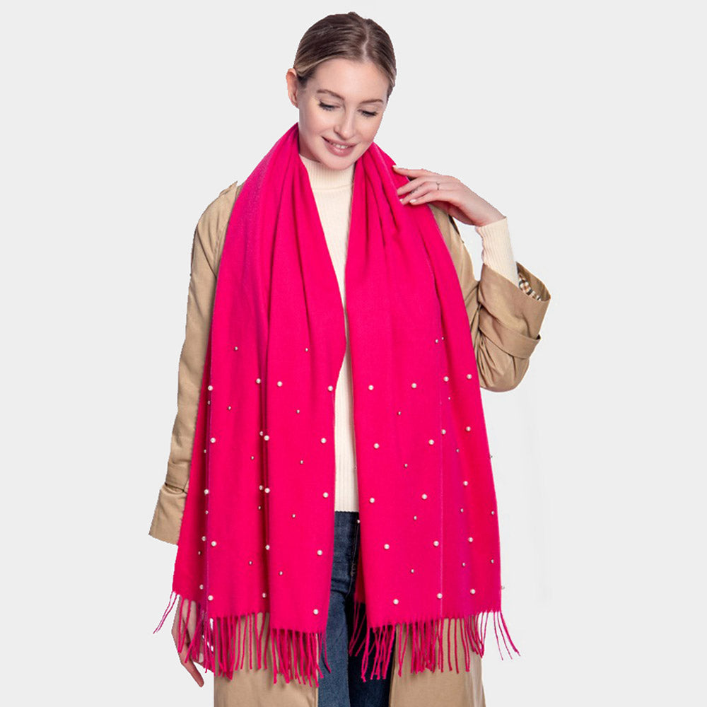 Pearl Embellished Oblong Scarf