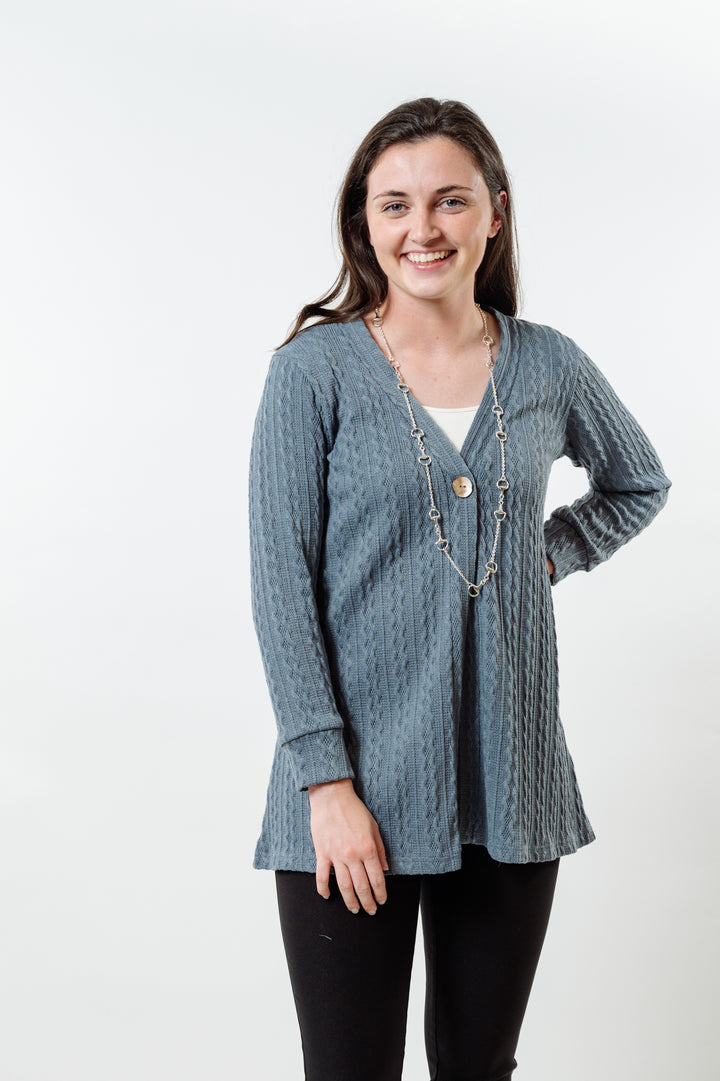 The Lolly Cable Knit Sweater in Grey — view 3