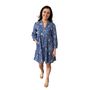 The Naomi Cotton Block Print Dress in Navy Floral