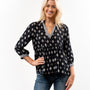 The Morley Black and Grey Rayon Embroidered Trim Top