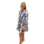 The Morley Bird Print Dress in Navy Blue
