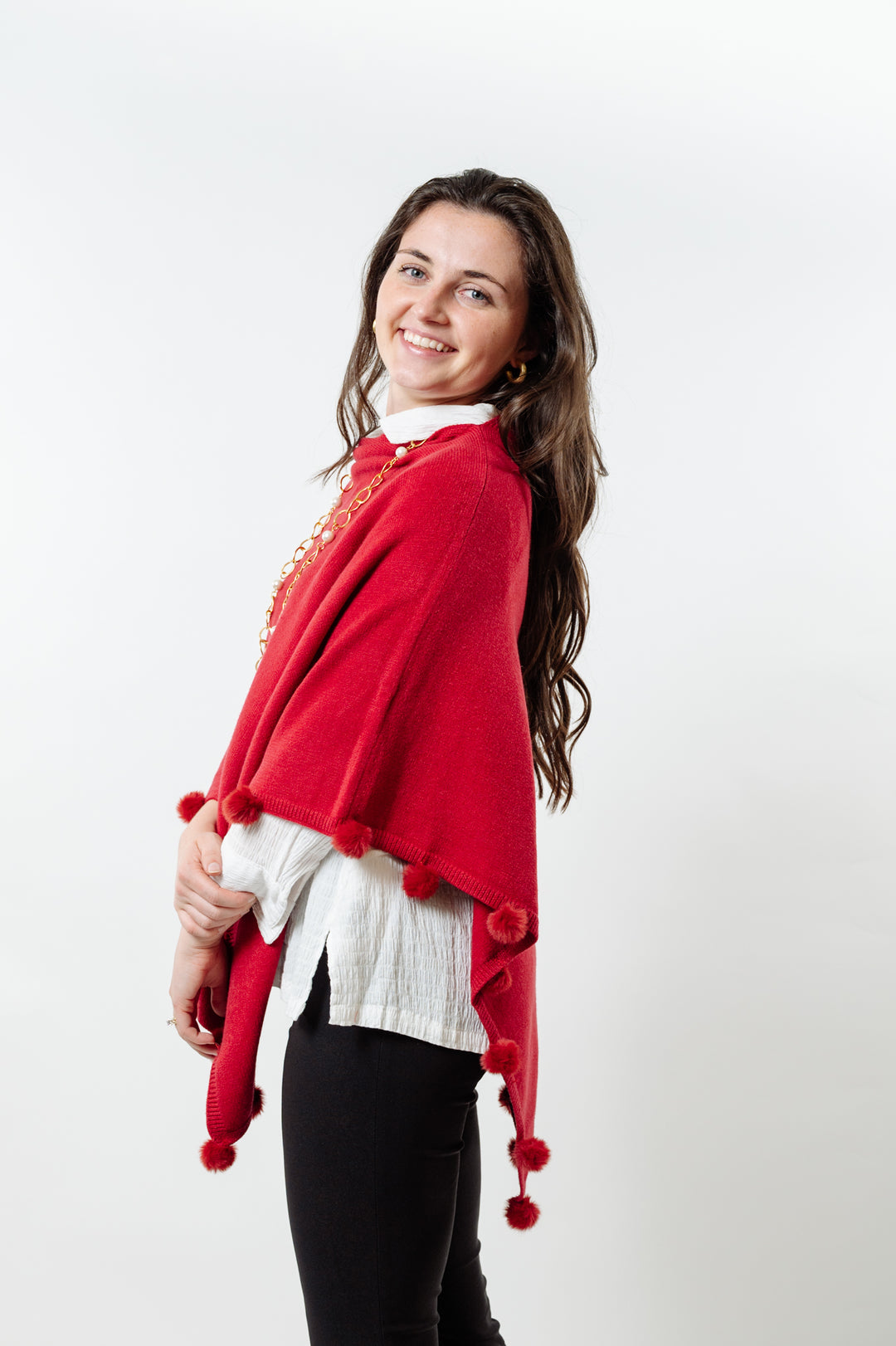 The Rixey Fur Ball Pompom Poncho — view 7