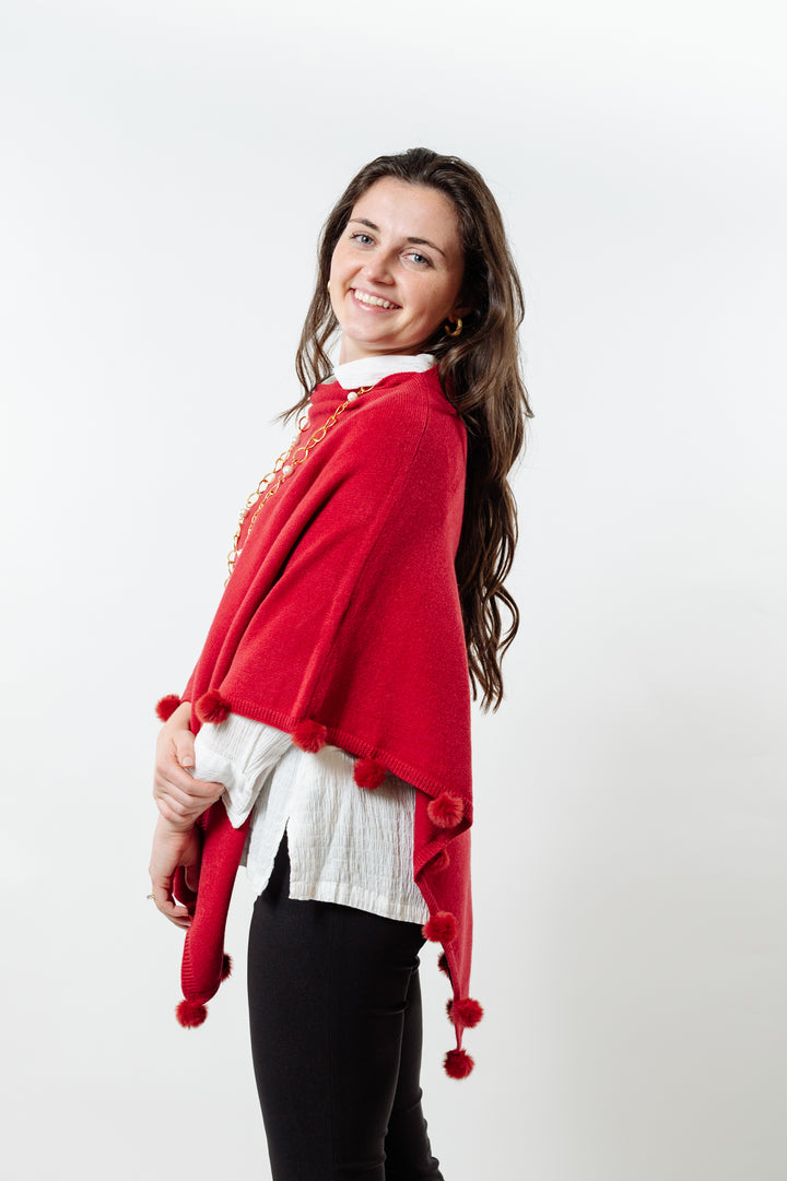 The Rixey Fur Ball Pompom Poncho — view 7