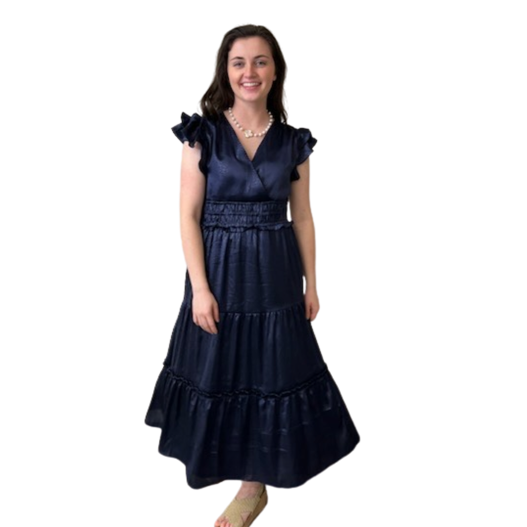 The Ryan Dress in Navy Tonal Floral — view 5