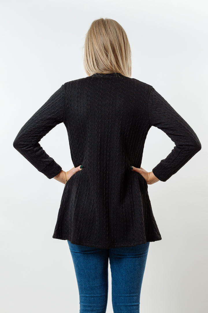 The Lolly Cable Knit Sweater in Black — view 6