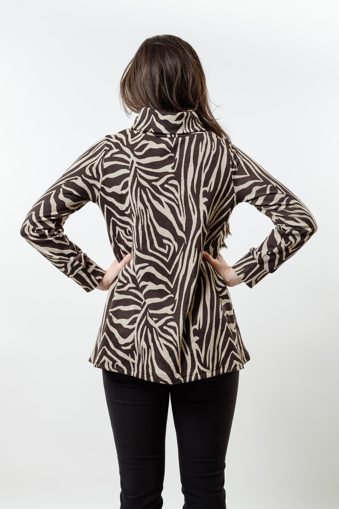 The Haley Abstract Sweater in Brown — view 3