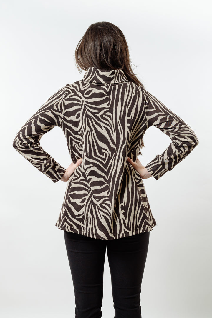 The Haley Abstract Sweater in Brown — view 3