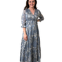 The Ryan Long Length Cinch Waist Dress in Cloud Blue