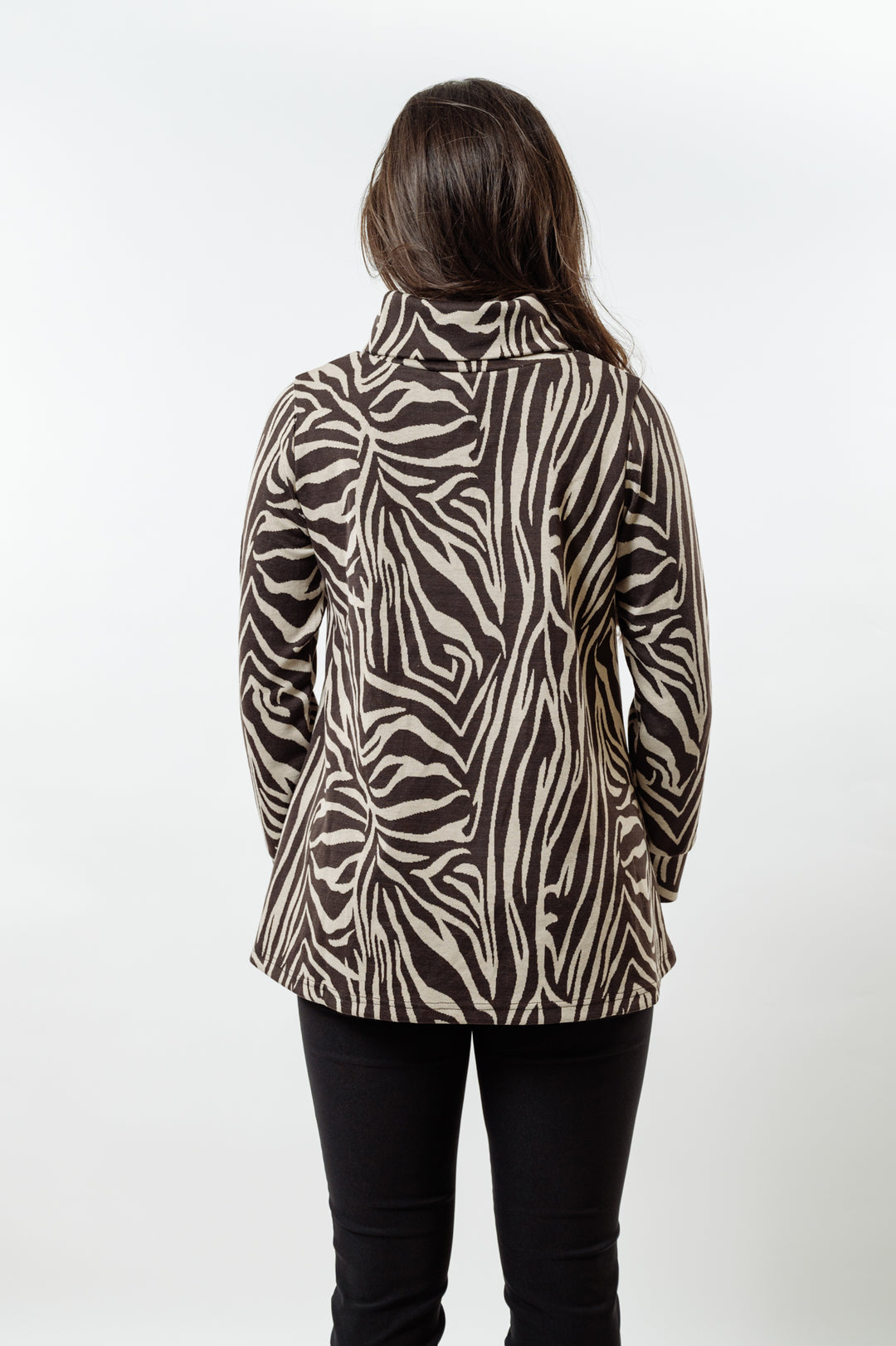 The Haley Abstract Sweater in Brown — view 4