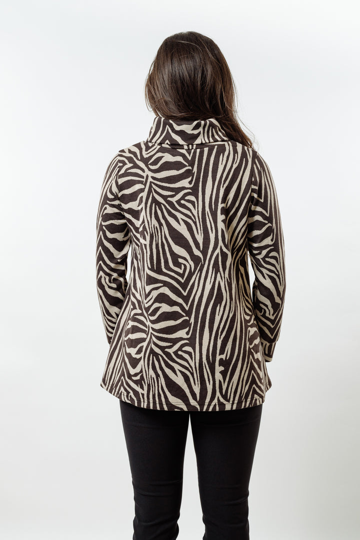 The Haley Abstract Sweater in Brown — view 4