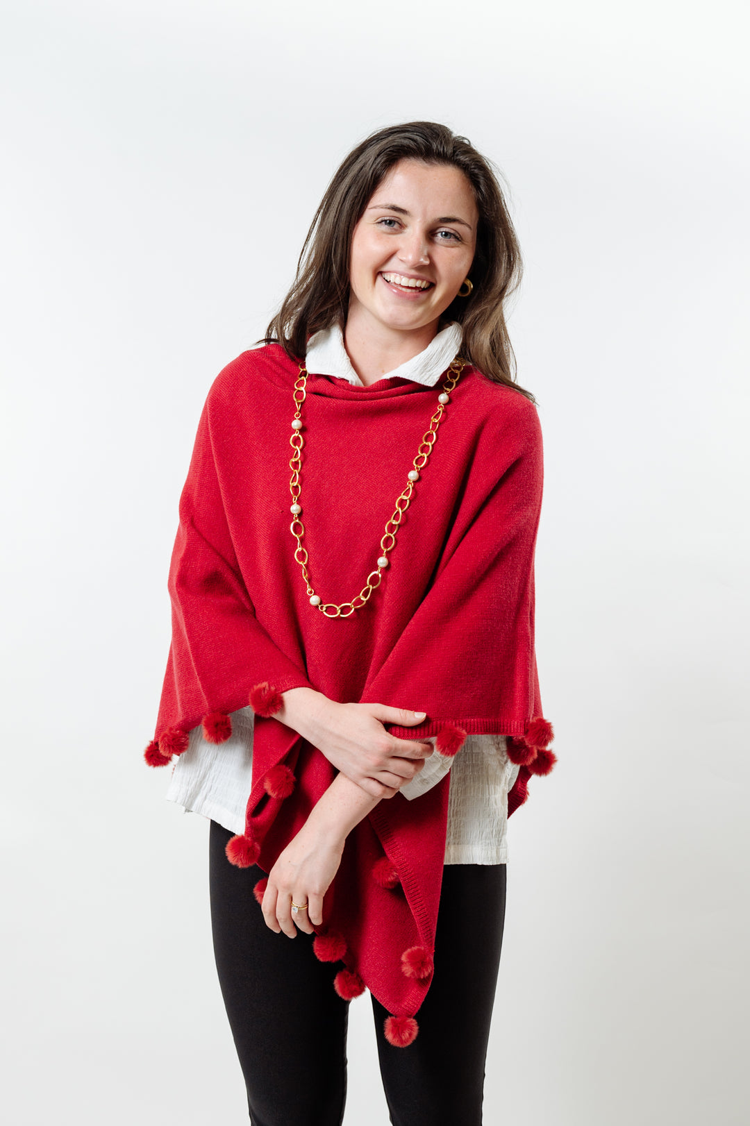 The Rixey Fur Ball Pompom Poncho — view 13
